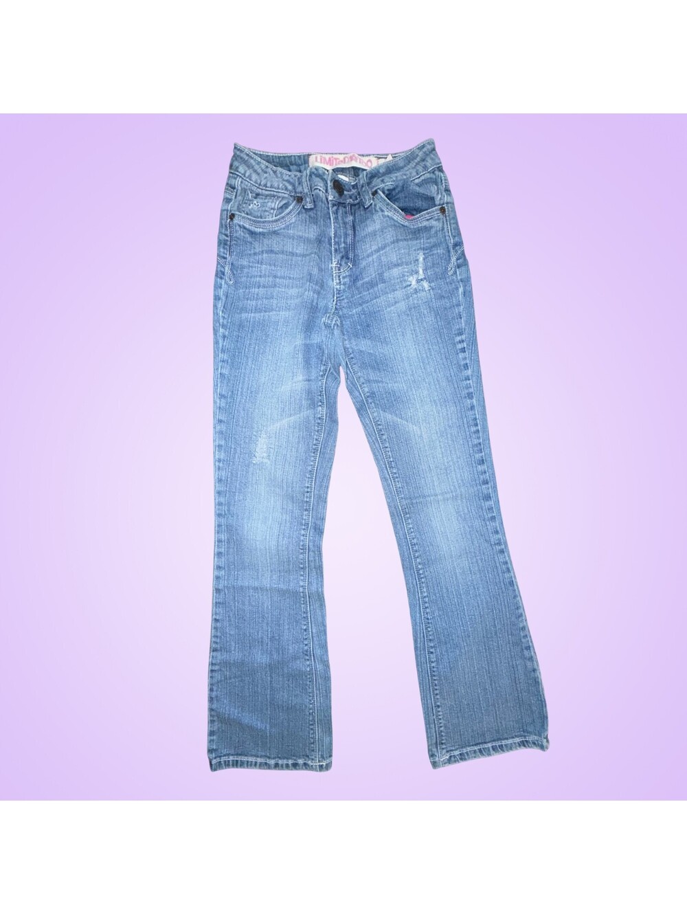 Vintage Y2K Limited Too Girls 12R Simply Low Flare Jeans Distressed Denim